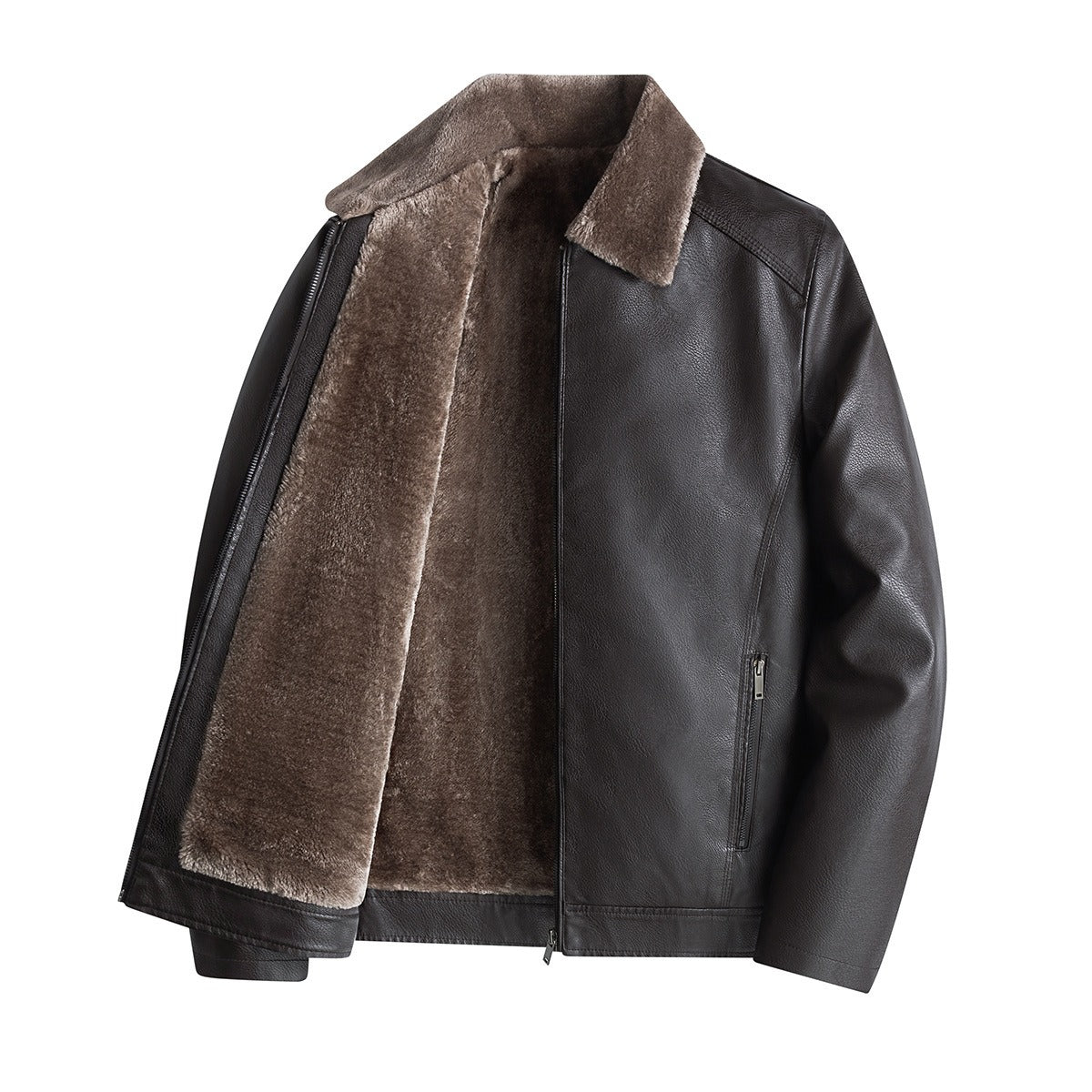 Thick velvet leather jacket