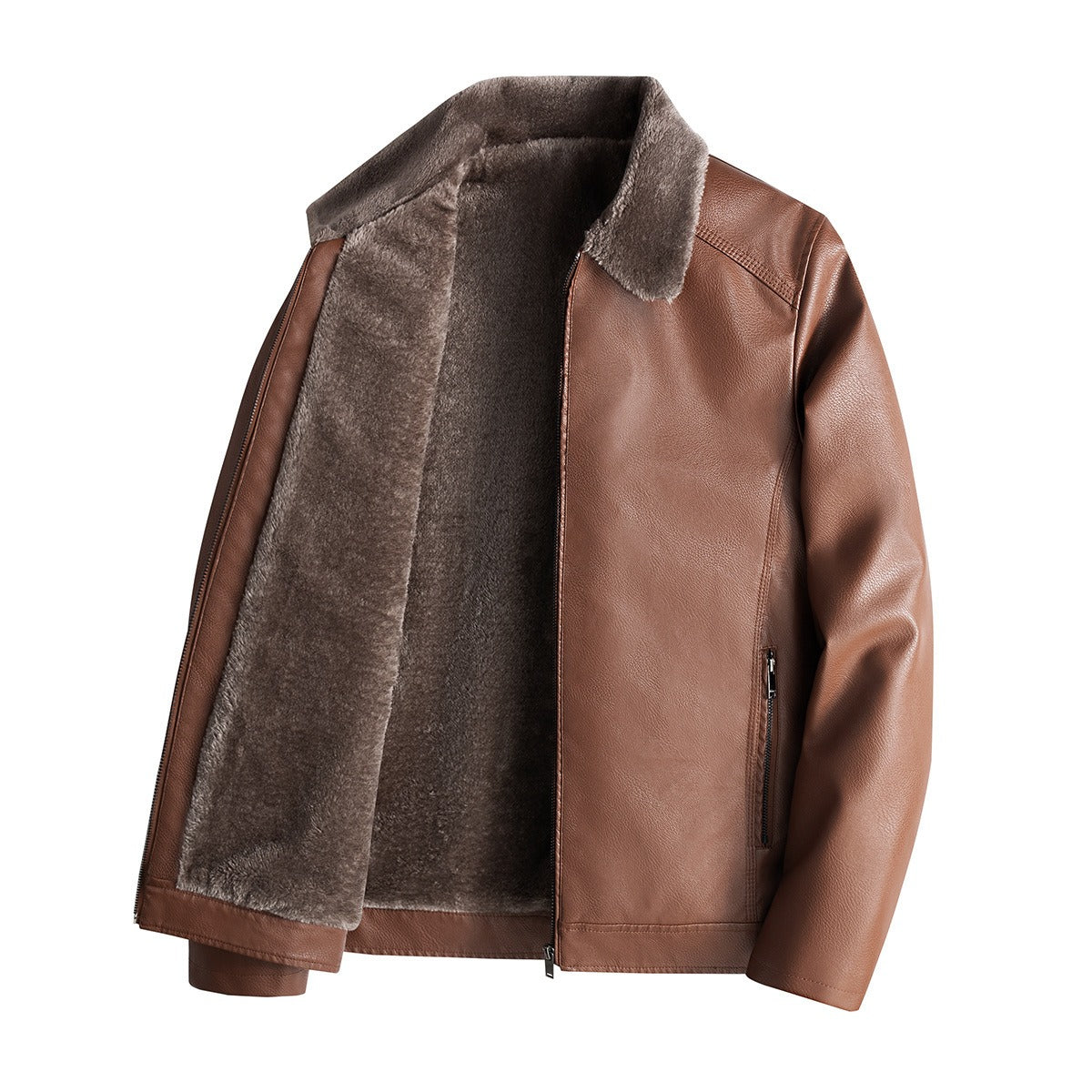 Thick velvet leather jacket