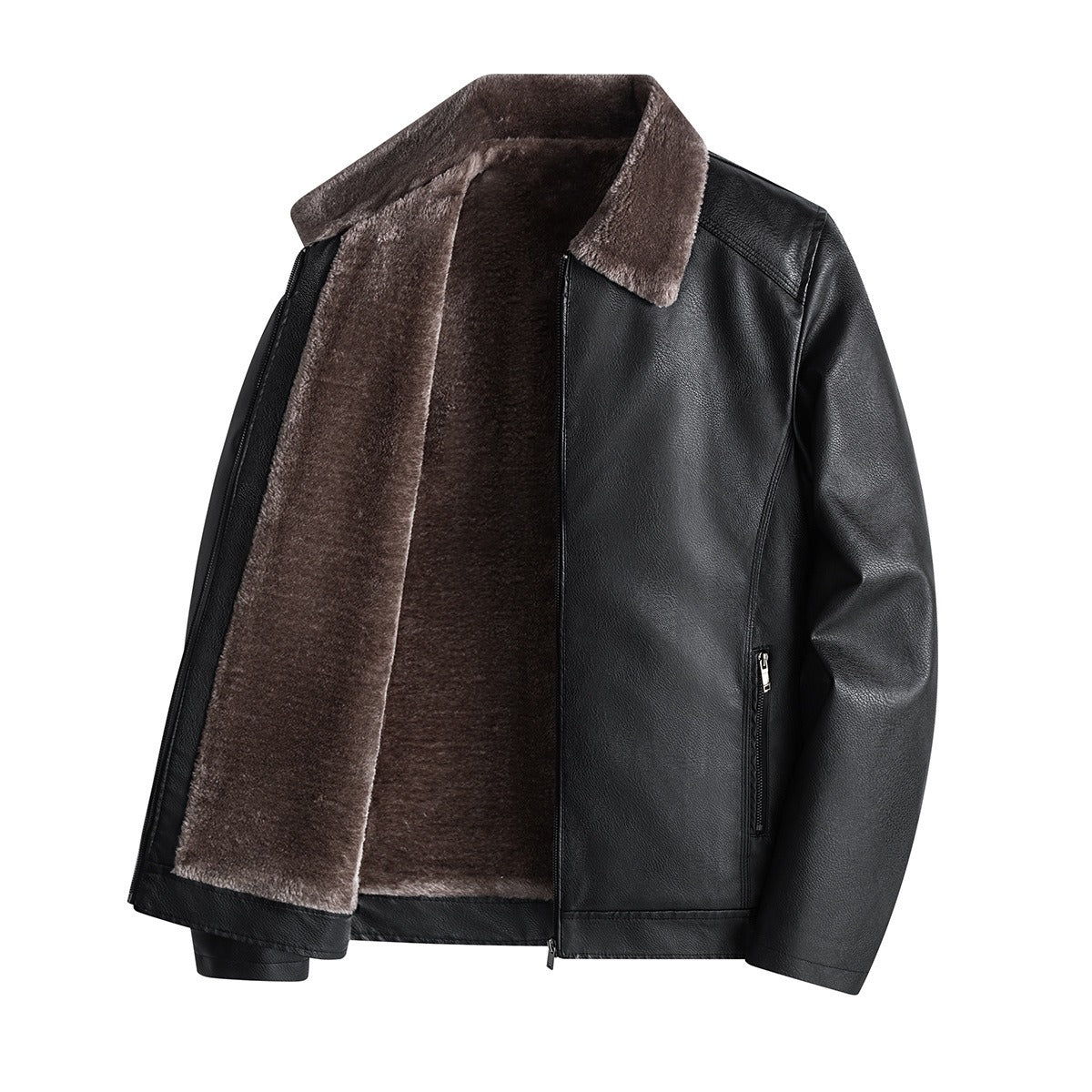 Thick velvet leather jacket