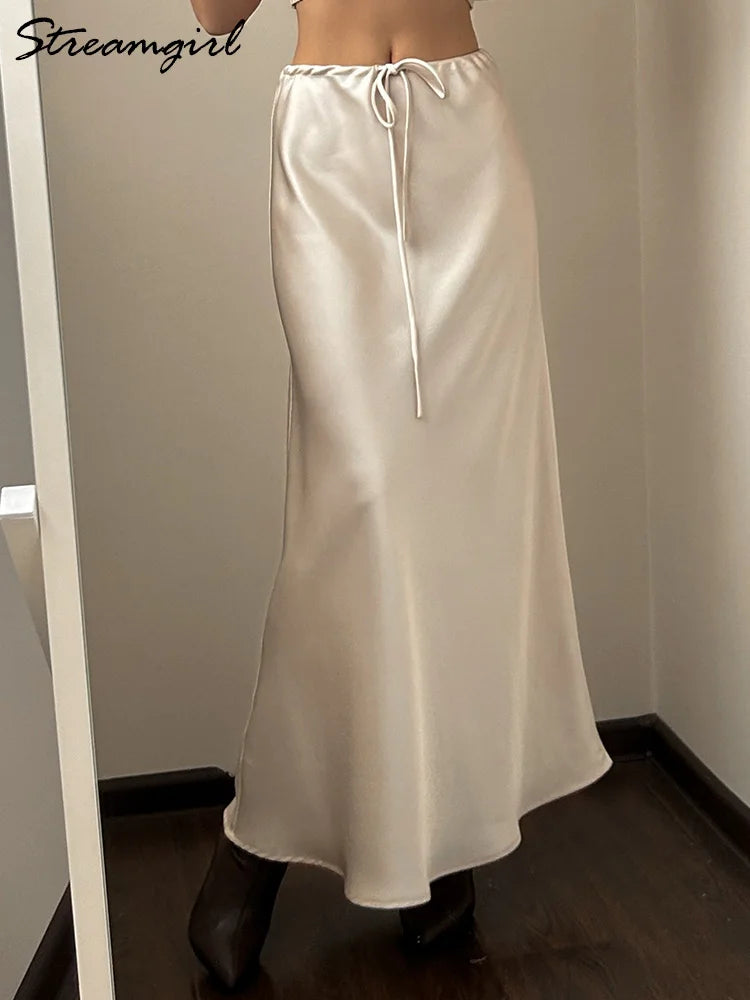 Streamgirl A Line Long Satin Skirts For Women