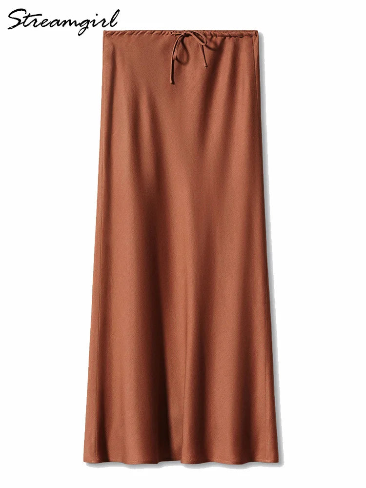 Streamgirl A Line Long Satin Skirts For Women